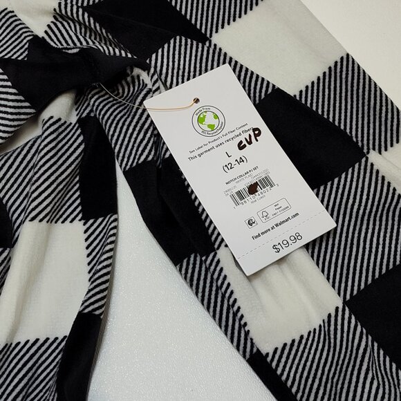 Joyspun Notch Collar Pajama Top Black & White Plaid Women's Large (12-14) NWT - Picture 6 of 9